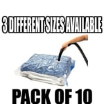 Pack Of 10 Vacuum Compressed Storage Bags Space Saving Clothes Bedding - 3 Sizes