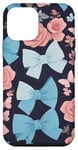 Coque pour iPhone 12 mini Nœuds bleu clair avec rose et papillon