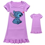 Lilo & Stitch Prinsessanattklänning Barn Flickor Sovkläder Klänning Nattkläder Pyjamas Purple 150cm