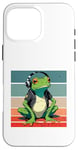 Coque pour iPhone 16 Pro Max Frog Headphones Music Chill Cool Veste décontractée