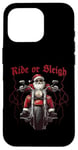 Coque pour iPhone 16 Pro Ride or Sleigh Cool Biker Père Noël Vacances