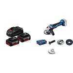 Bosch Professional Kit 2 Batteries li-ION 5,0 ah gba 18v + Chargeur Rapide Gal 1880 CV professionnal & Meuleuse Angulaire Professional GWS 18V-10 Solo + L-BOXX