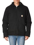 Carhartt Men's Relaxed Fit Washed Duck Sherpa-Lined Jacket Work Utility Outerwear, Black, S