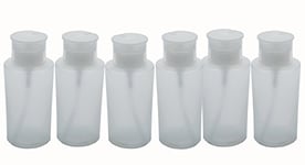 Fantasia Lot de 6 flacons pompes en plastique vide pour dissolvant de vernis à ongles 200 ml Hauteur 10,2 cm