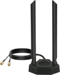 WiFi Antenne Double Bande 8 dBi 2,4 GHz 5 GHz 5,8 GHz Adaptateur RP-SMA avec Base magnétique Compatible avec Carte de caméra de Surveillance Wi-FI PCI sans Fil Routeur Bluetooth Dlink