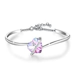 GEORGE · SMITH Bracelet Femme Argent Plaqué Réglable Bracelet Bijoux Cœur pour Femme avec Cristal Bleu Rose, Idéal Bijoux Cadeau Femme de Anniversaire pour Elle Maman Ami – avec Boîte Cadeau