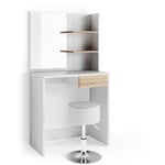 Vicco - Coiffeuse Dekos, Blanc/Sonoma, 75 cm avec tabouret