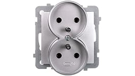 Ospel GP-2GRZ/m/18 Socket Silver IP20, 16 A, 71 mm, 48 mm, 71 mm