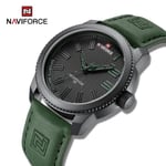 260 Mm Vihreä Naviforce Nf9202 Luova Lahja Nahkainen Miesten Kello Quartz Fashion Sport -Rannekello