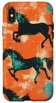 Coque pour iPhone X/XS Orange Pop Art Peinture Géométrique Cheval Sauvage