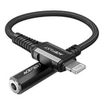 Adaptateur audio AUX pour iPhone MFI Lightning - mini jack 3,5 mm 18 cm noir