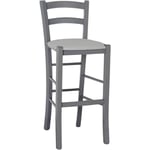 Okaffarefatto - Tabouret haut en bois gris h 73 cm avec assise simili cuir gris clair