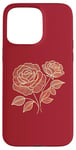 Coque pour iPhone 15 Pro Max Art floral rose botanique, style minimaliste