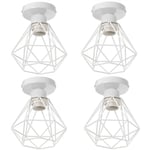 Applique Murale Industriel Rétro Créatif fer Diamant Cage Lampe Murale en Bois Blanc