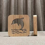 Creative 3D Dolphin Puinen Lamppu, LED Pöytävalo USB Virta Sarjakuva Nightlight Pöytävalaisin Kodin Makuuhuoneen Sisustuslamppu, Lahja lapsille Aikuiset Tytöt Pojat Makuuhuone