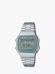 Casio A168WA-3AYES Unisex Vintage Digital Bracelet Strap Watch, Silver/Green