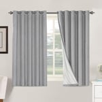 BellaHills Linen Blackout Curtains 100% Blackout Curtains for Bedroom Thermal Insulated Textured Linen Look Curtain Drapes Anti-Rust Grommet with White Liner, 2 Panels, 66 x 54 Inch, Dove Grey