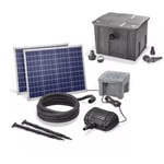 Kit pompe solaire bassin fontaine cascade Pro Batt 2600L-100W avec batterie et filtre