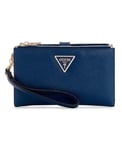 GUESS Laurel Portefeuille Organiseur à Double Fermeture éclair pour Femme, Bleu Marine, Taille Unique