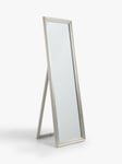 John Lewis Ribbed Wood Frame Cheval Mirror, 170 x 50cm, Silver