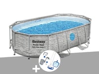 Kit piscine tubulaire ovale Bestway Power Steel SwimVista avec hublots 4,27 x 2,50 x 1,00 m + Kit d'entretien Deluxe