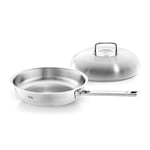 Fissler Collection Original-Profi Jeu De Poêles En Acier Inoxydable (28 cm), 2 Pièces : Poêle Non Revêtue À Queue + Couvercle Haut, Compatible Induction