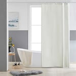 Furlinic Petit Rideau de Douche Beige Anti Moisissure Tissu en Polyester Imperméable Rideaux de Douche Textile Lavable pour Baignoire ou la Salle de Bain 6 Crochets de Rideau Douche-80x180cm.