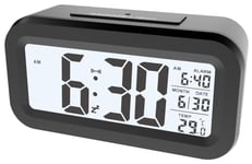 Yuanzeco 4.5" Display-Digital Clock with Large Screen,Night Light Digital Clock with Temperature Display,Alarm Clock with Battery Powered,Office,Kids,Elder Snooze Clock (black)