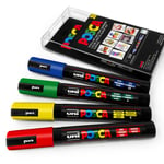 Uni Posca Pc-5m Art Marker Paint Pens - Primary Tones - 4 Set In Plastic Wallet