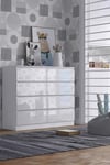 High Gloss White 8 Drawer Chest Of Drawers Deep Storage