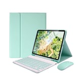 QWERTY Clavier bluetooth étui de protection + souris pour Apple Ipad 10.2 -Vert