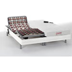 Lit électrique de relaxation tout plots + matelas accueil latex - 2 x 80 x 200 cm - Blanc - ether de dreamea