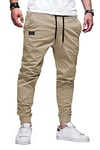 Jolicloth Mens Work Trousers Cargo Chino Pants Jogger Sweatpants Khaki Casual Fashion Tracksuit Bottoms Small