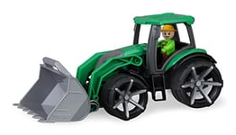 Lena 04517 Truxx² Tracteur avec pelle avant, Véhicule utilitaire env. 34 cm, Tracteur robuste avec pelle et figurine de jeu entièrement mobile, pour enfants à partir de 2 ans, Véhicule jouet Vert/noir