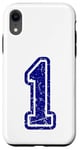 Coque pour iPhone XR 1 numéro vintage bleu sport universitaire