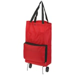 Foldable Shopping Cart Collapsible Trolley Bags Shopping Bags with Wheels Red