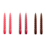 HAY - Candle Twist Set of 6 - Raspberry, dark punch and brown - Ljus - Flerfärgad