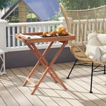 GOPLUS Table Pliante de Jardin en Bois Acacia 68x44x74cm Charge 40KG avec Plateau Détachable-Cadre en X pour Patio/Camping