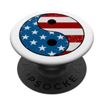 Drapeau américain Yin et Yang rouge, blanc et bleu avec étoiles PopSockets PopGrip Adhésif