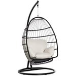 Rattan Weave Hanging Egg Chair with Folding Design Indoor and Outdoor