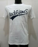 NEW Jack & Jones Jormills Big Short Sleeve Crew Neck Logo T-Shirt, White - M