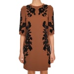 DOLCE & GABBANA Baroque Velvet Embroidery Dress Brown Black XS S 07130