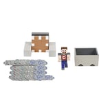 Minecraft coffret Wagonnet, figurine Steve et accessoires, jouet d’action et d’aventure pour enfant inspiré par le jeu vidéo, GVL55