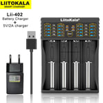 Liitokala Lii-202 Lii-402 Lii-CH2 Batterie Chargeur pour 18650 26650 16340 25500 14500 1.2V 3.7V 3.2V 3.85V AA/AAA Nilaissée Batterie - Type Lii-402 and 5V 2A-EU