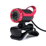 Caméra D'ordinateur, Full HD Live Streaming Webcam avec Microphone Réduction du Bruit Et Clip Flexible Compatible Rotatif Plug-and Play Caméra Appel Vidéo,Rouge