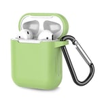 Apple Airpod 2/1 Génération Cover avec Porte-Clés Homme Fille Coque Complète en Silicone Coque Accessoires pour Femme, Étui de Charge Seulement pour AirPod 1./2, Avant LED Visible Couleur Matcha