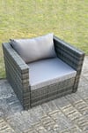 Outdoor Rattan Single Sofa Chair Garden Furniture With Seat and Back Cushion