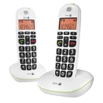 Set med 2 fasta DECT-telefoner för seniorer Clear Sound PhoneEasy 100W Duo Doro White Vit