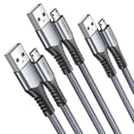 3Pack-2M Micro USB Cable, Micro USB Charging Cable, Micro USB Charger Cable-480 Mbit/s Nylon Braided, USB A-Micro Charging Cable for Android Phone, Samsung Galaxy, Oppo, Kindle, PS4, Fire Tablet, ect.