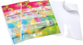 Lot De 2 X 50 Feuilles De Papier Photo Autocollant Blanc Brillant A4 | Haute Résolution | Étiquettes Résistantes Aux Éclaboussures